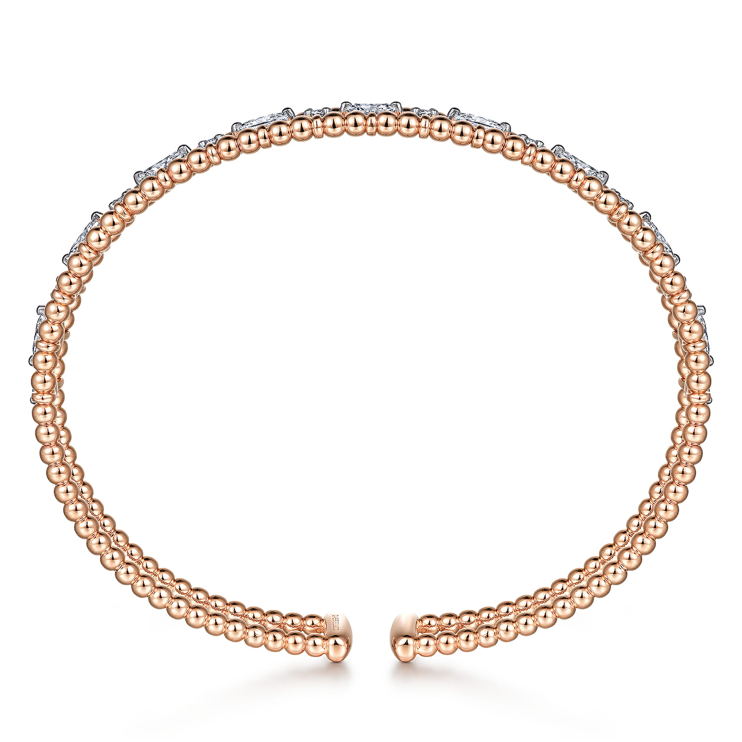 14K Rose Gold Bujukan Cuff Bracelet with Marquise and Round Diamonds - 1.4 ct - Shot 3