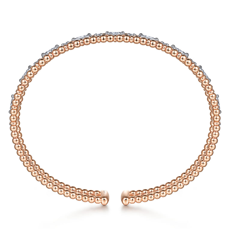 14K Rose Gold Bujukan Cuff Bracelet with Marquise and Round Diamonds - 1.4 ct - Shot 3