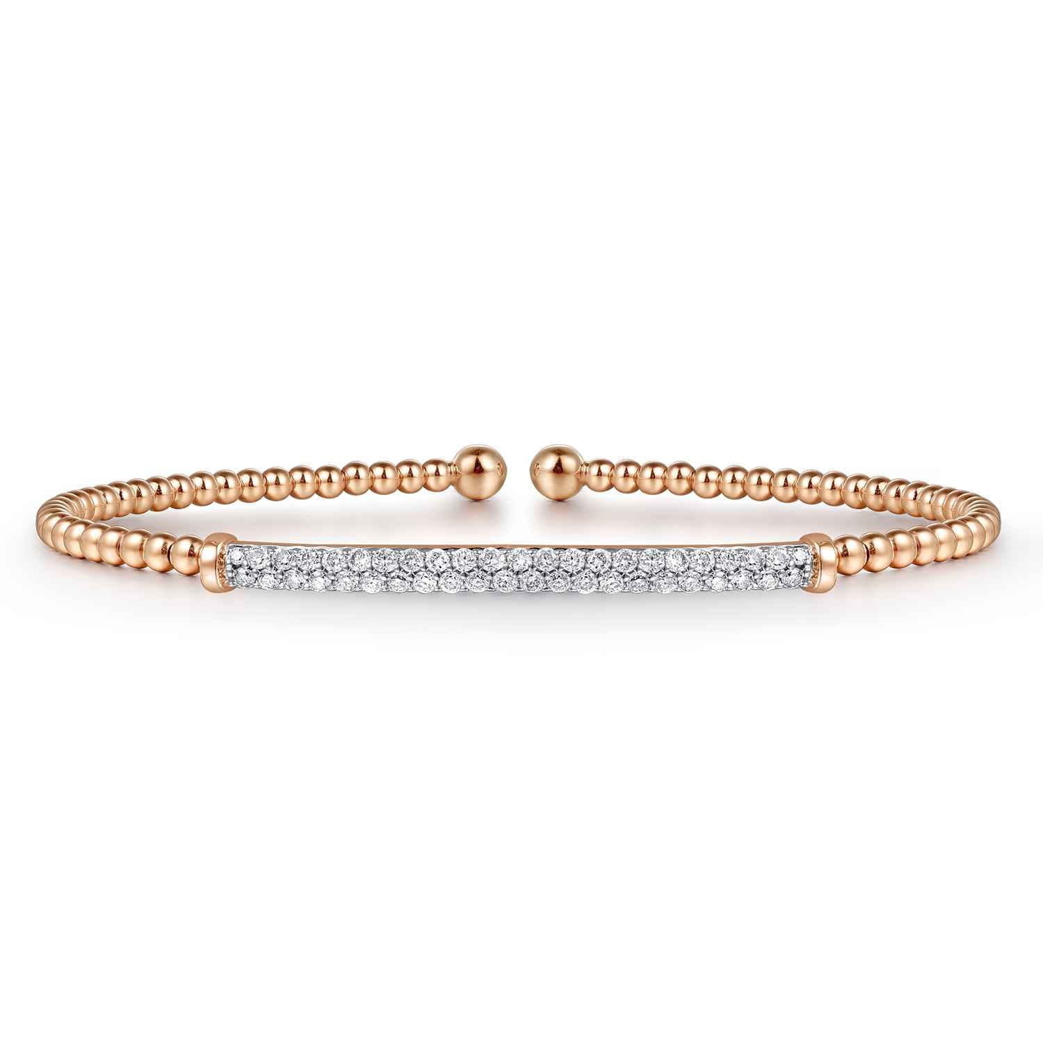 14K Rose Gold Bujukan Diamond Bar Split Bangle - 0.31 ct - Shot 1