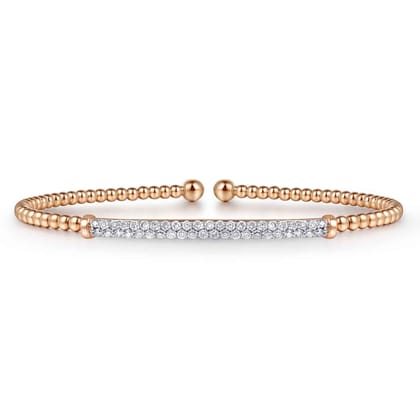 14K Rose Gold Bujukan Diamond Bar Split Bangle