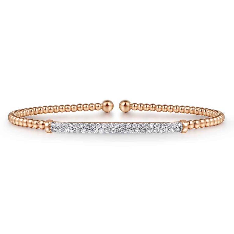 14K Rose Gold Bujukan Diamond Bar Split Bangle - 0.31 ct - Shot 1