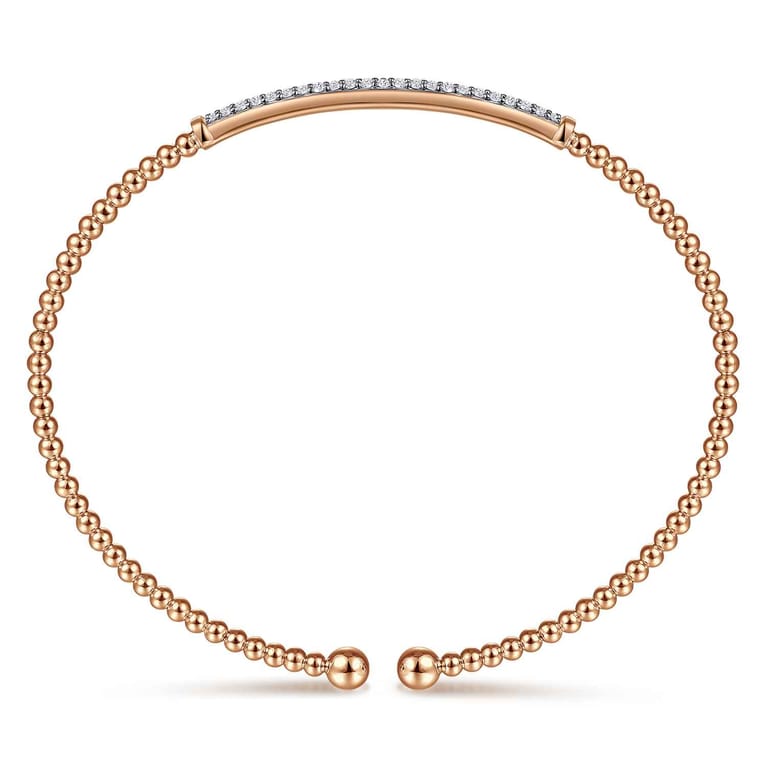 14K Rose Gold Bujukan Diamond Bar Split Bangle - 0.31 ct - Shot 3