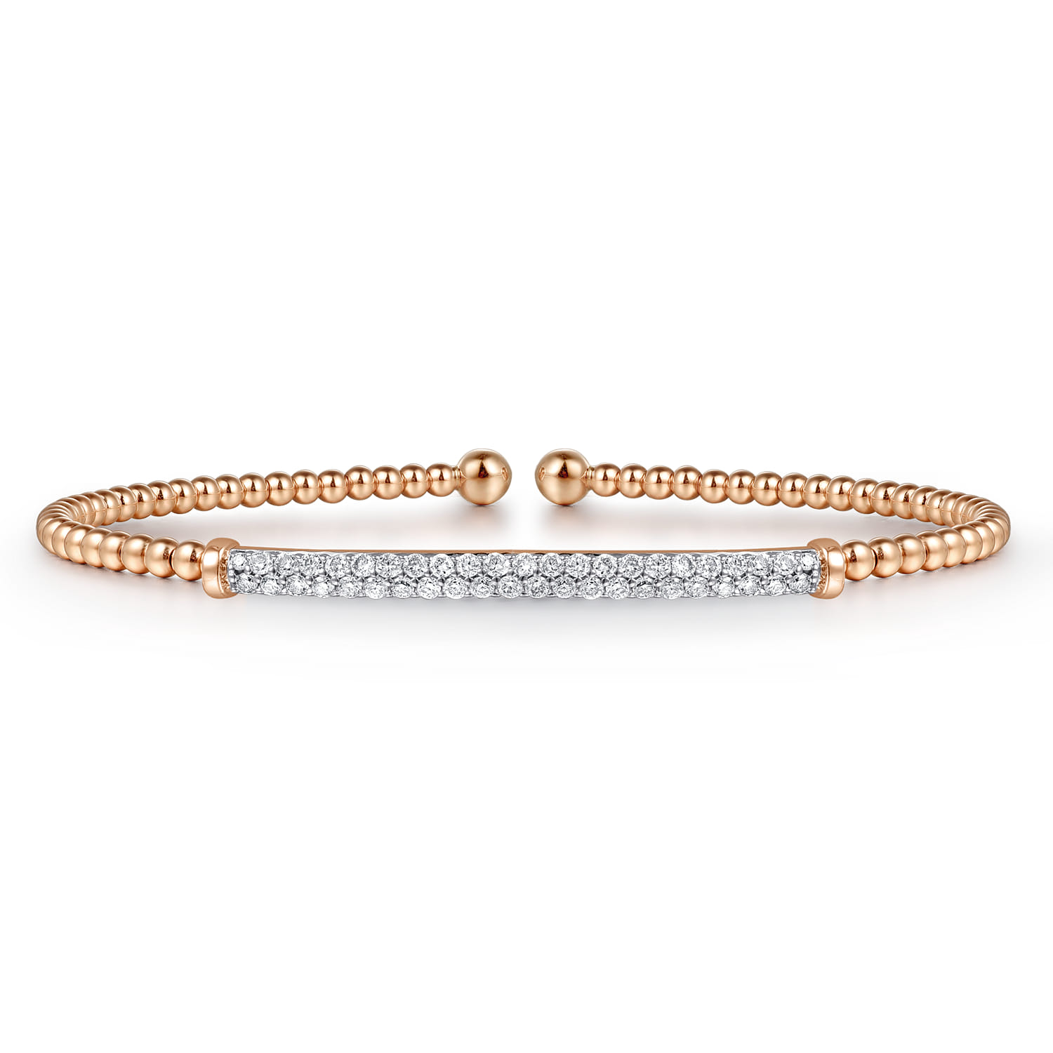 14K Rose Gold Bujukan Diamond Bar Split Bangle - 0.3 ct - Shot 1