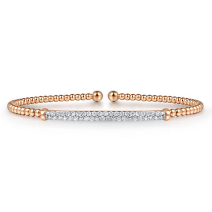 14K Rose Gold Bujukan Diamond Bar Split Bangle