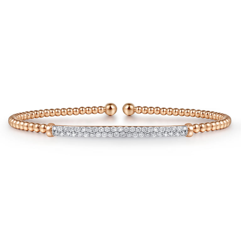 14K Rose Gold Bujukan Diamond Bar Split Bangle - 0.3 ct - Shot 1