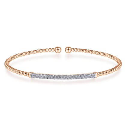 14K Rose Gold Bujukan Diamond Bar Split Bangle