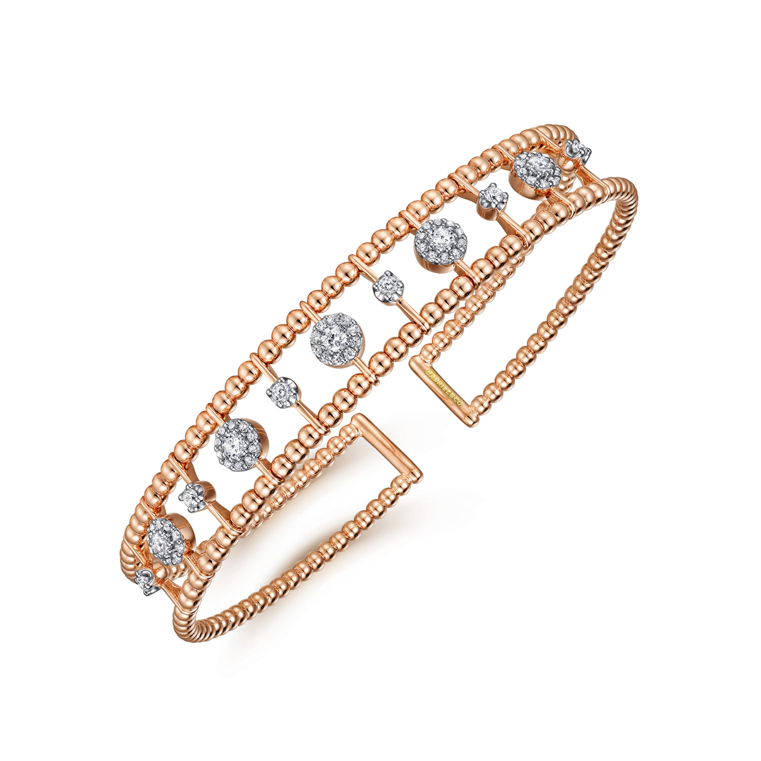 14K Rose Gold Bujukan Diamond Cluster Cuff Bangle - 0.66 ct - Shot 2