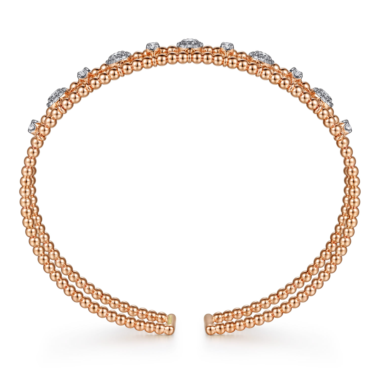 14K Rose Gold Bujukan Diamond Cluster Cuff Bangle - 0.66 ct - Shot 3