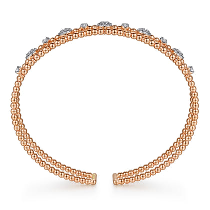14K Rose Gold Bujukan Diamond Cluster Cuff Bangle