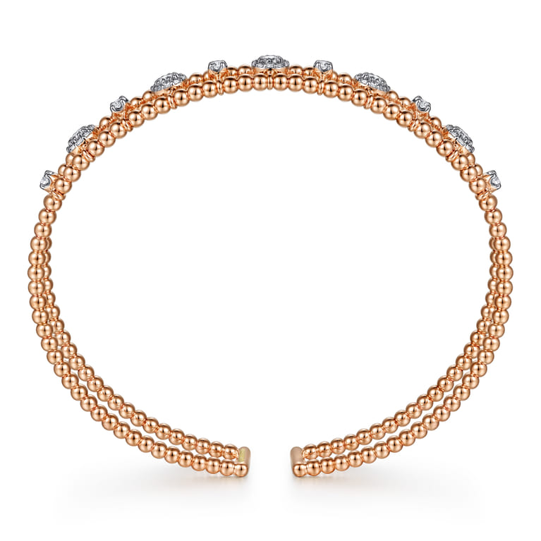 14K Rose Gold Bujukan Diamond Cluster Cuff Bangle - 0.66 ct - Shot 3