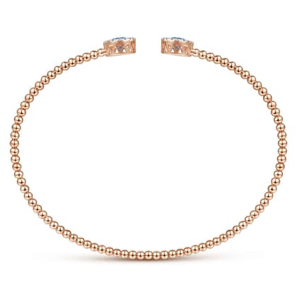 14K Rose Gold Bujukan Diamond Halo and Blue Topaz Bangle
