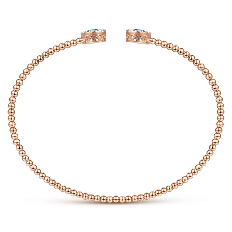 14K Rose Gold Bujukan Diamond Halo and Blue Topaz Bangle - 0.16 ct - Shot 3