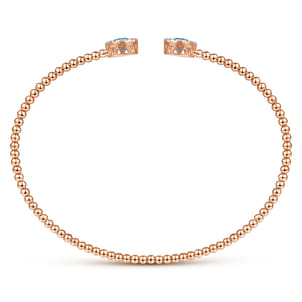14K Rose Gold Bujukan Diamond Halo and Blue Topaz Bangle