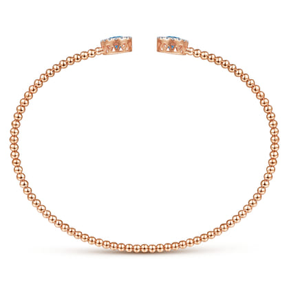 14K Rose Gold Bujukan Diamond Halo and Blue Topaz Bangle
