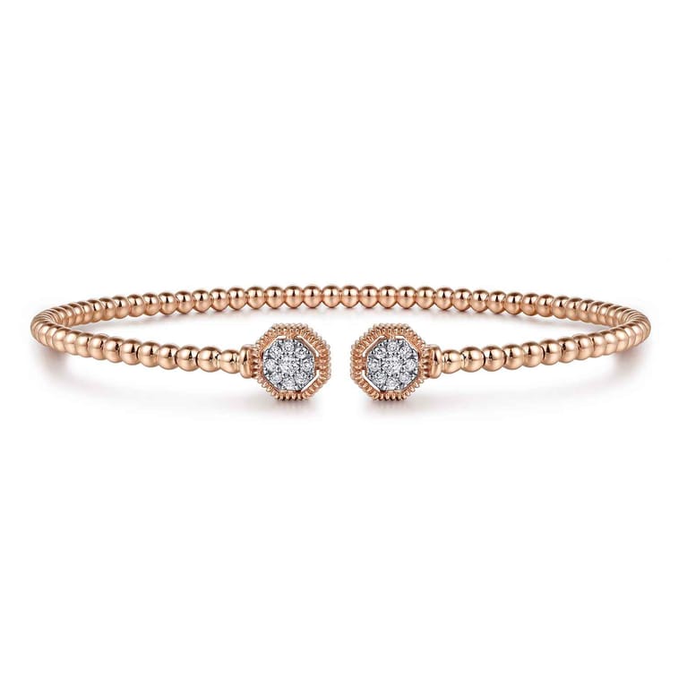 14K Rose Gold Bujukan Diamond Hexagon Split Bangle - 0.11 ct - Shot 1
