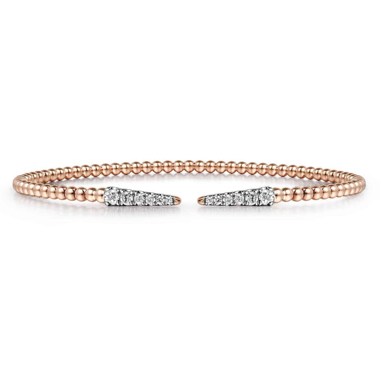 14K Rose Gold Bujukan Diamond Spikes Split Bangle - 0.25 ct - Shot 1