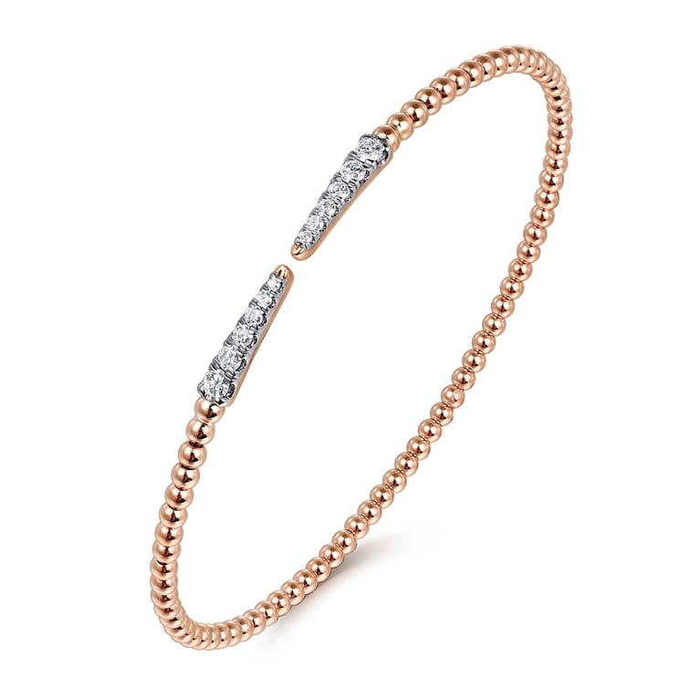 14K Rose Gold Bujukan Diamond Spikes Split Bangle - 0.25 ct - Shot 2