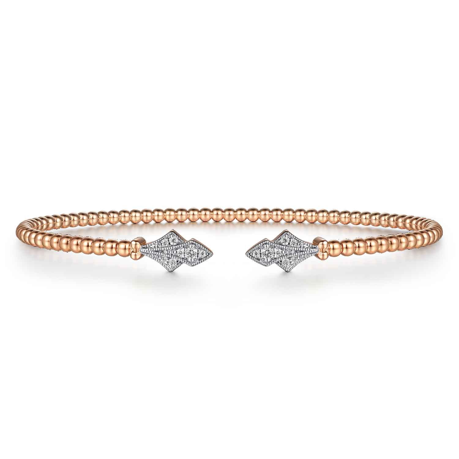14K Rose Gold Bujukan Diamond Split Cuff - 0.11 ct - Shot 1