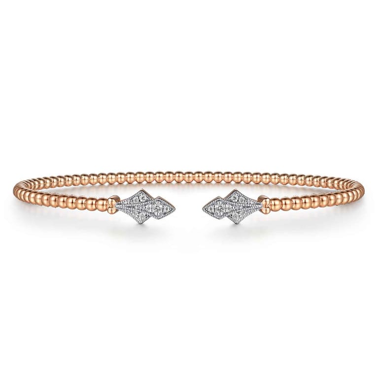14K Rose Gold Bujukan Diamond Split Cuff - 0.11 ct - Shot 1