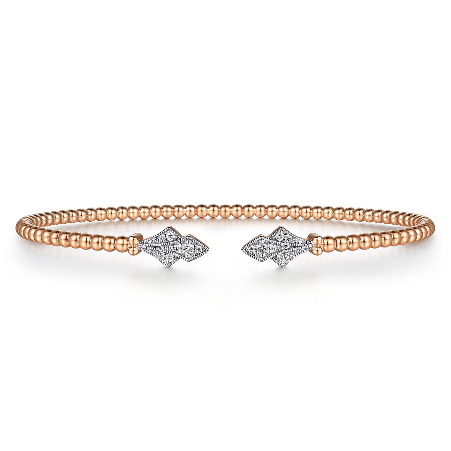 14K Rose Gold Bujukan Diamond Split Cuff - 0.11 ct - Shot 1