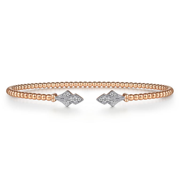 14K Rose Gold Bujukan Diamond Split Cuff - 0.11 ct - Shot 1