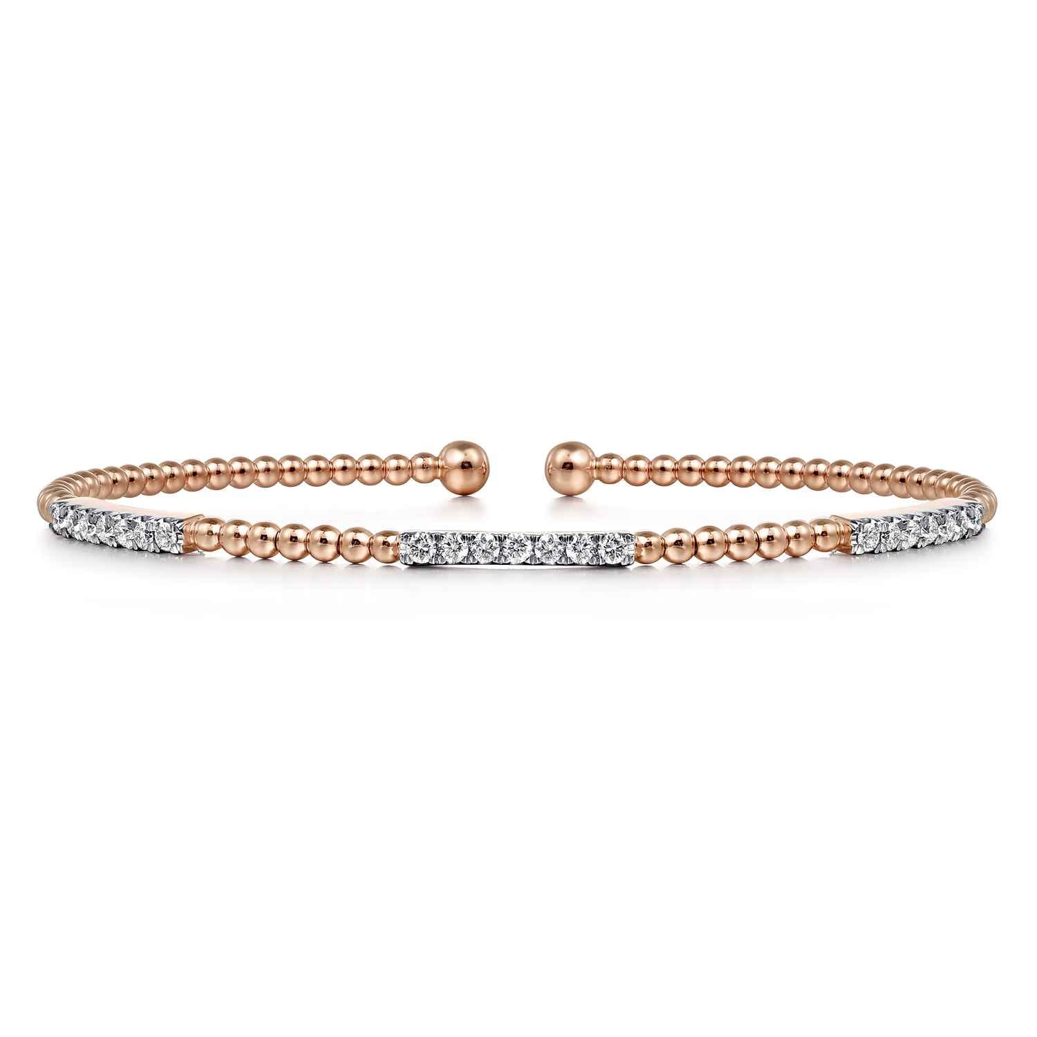 14K Rose Gold Bujukan Diamond Stations Bangle - 0.46 ct - Shot 1