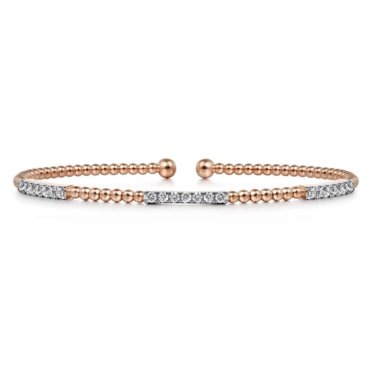 14K Rose Gold Bujukan Diamond Stations Bangle - 0.46 ct - Shot 1