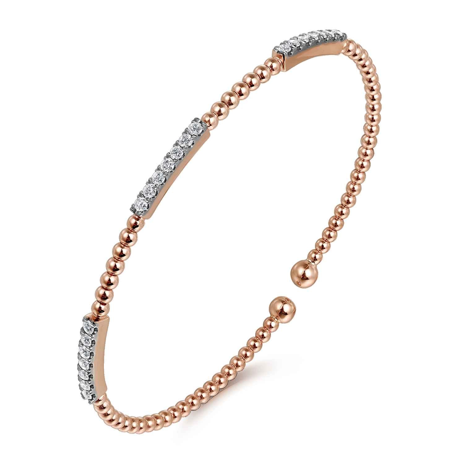 14K Rose Gold Bujukan Diamond Stations Bangle - 0.46 ct - Shot 2