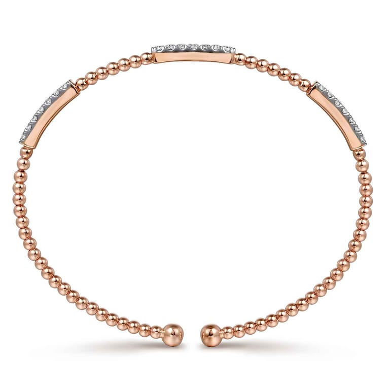 14K Rose Gold Bujukan Diamond Stations Bangle - 0.46 ct - Shot 3