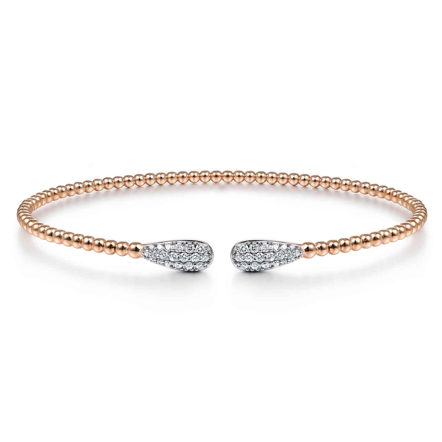 14K Rose Gold Bujukan Diamond Teardrops Bangle - 0.3 ct - Shot 1