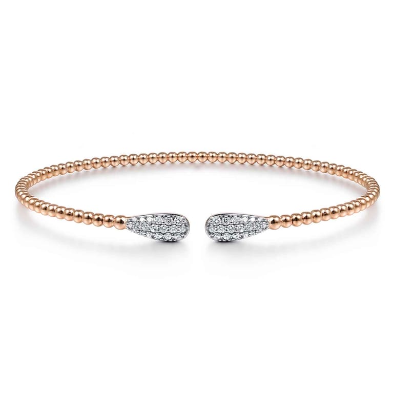 14K Rose Gold Bujukan Diamond Teardrops Bangle - 0.3 ct - Shot 1