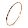 14K Rose Gold Bujukan Diamond and Blue Sapphire Cuff Bracelet - 0.09 ct
