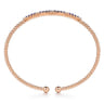 14K Rose Gold Bujukan Diamond and Blue Sapphire Cuff Bracelet - 0.09 ct