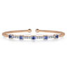 14K Rose Gold Bujukan Diamond and Blue Sapphire Cuff Bracelet - 0.25 ct