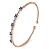 14K Rose Gold Bujukan Diamond and Blue Sapphire Cuff Bracelet - 0.25 ct