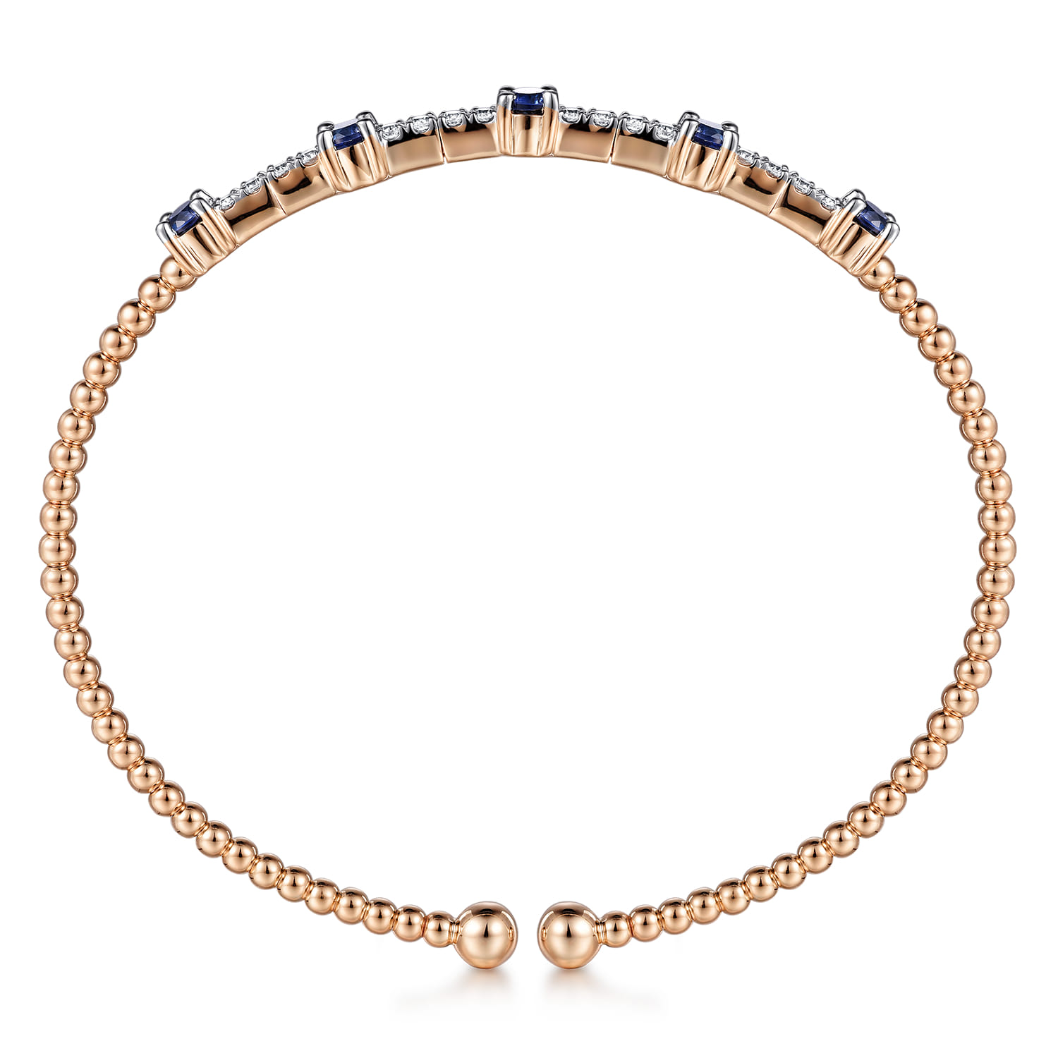 14K Rose Gold Bujukan Diamond and Blue Sapphire Cuff Bracelet - 0.25 ct - Shot 3
