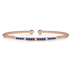 14K Rose Gold Bujukan Diamond and Blue Sapphire Split Bangle