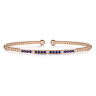 14K Rose Gold Bujukan Diamond and Blue Sapphire Split Bangle