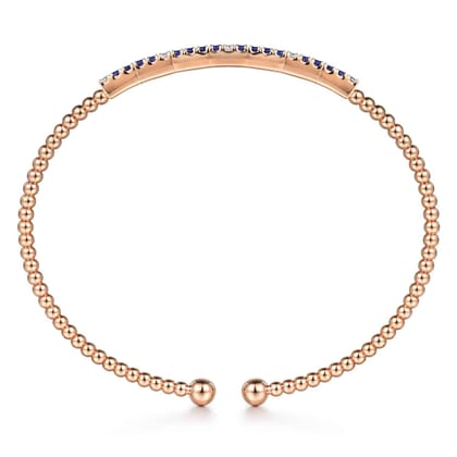 14K Rose Gold Bujukan Diamond and Blue Sapphire Split Bangle