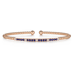 14K Rose Gold Bujukan Diamond and Blue Sapphire Split Bangle