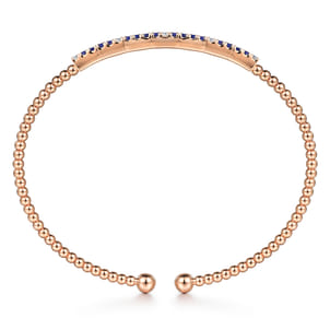 14K Rose Gold Bujukan Diamond and Blue Sapphire Split Bangle