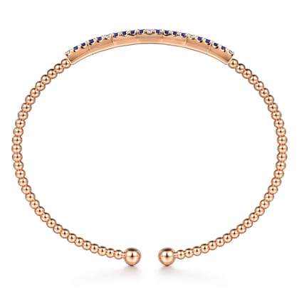 14K Rose Gold Bujukan Diamond and Blue Sapphire Split Bangle
