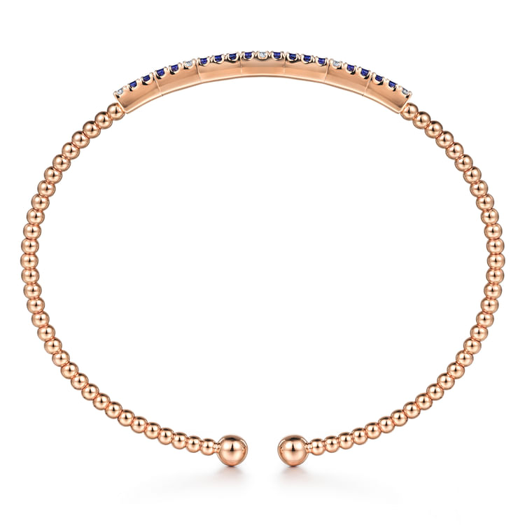 14K Rose Gold Bujukan Diamond and Blue Sapphire Split Bangle