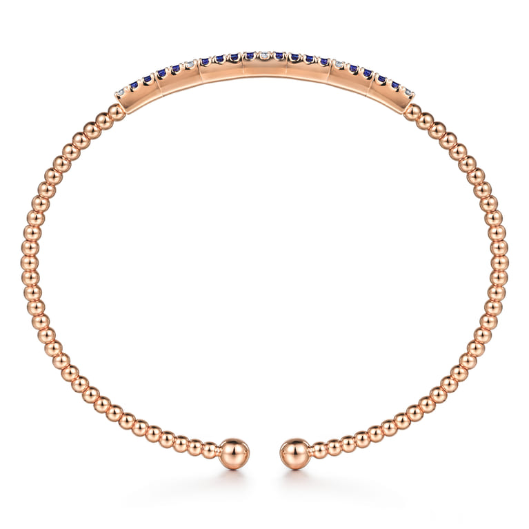 14K Rose Gold Bujukan Diamond and Blue Sapphire Split Bangle - 0.09 ct - Shot 3