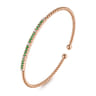 14K Rose Gold Bujukan Diamond and Emerald Split Bangle - 0.09 ct