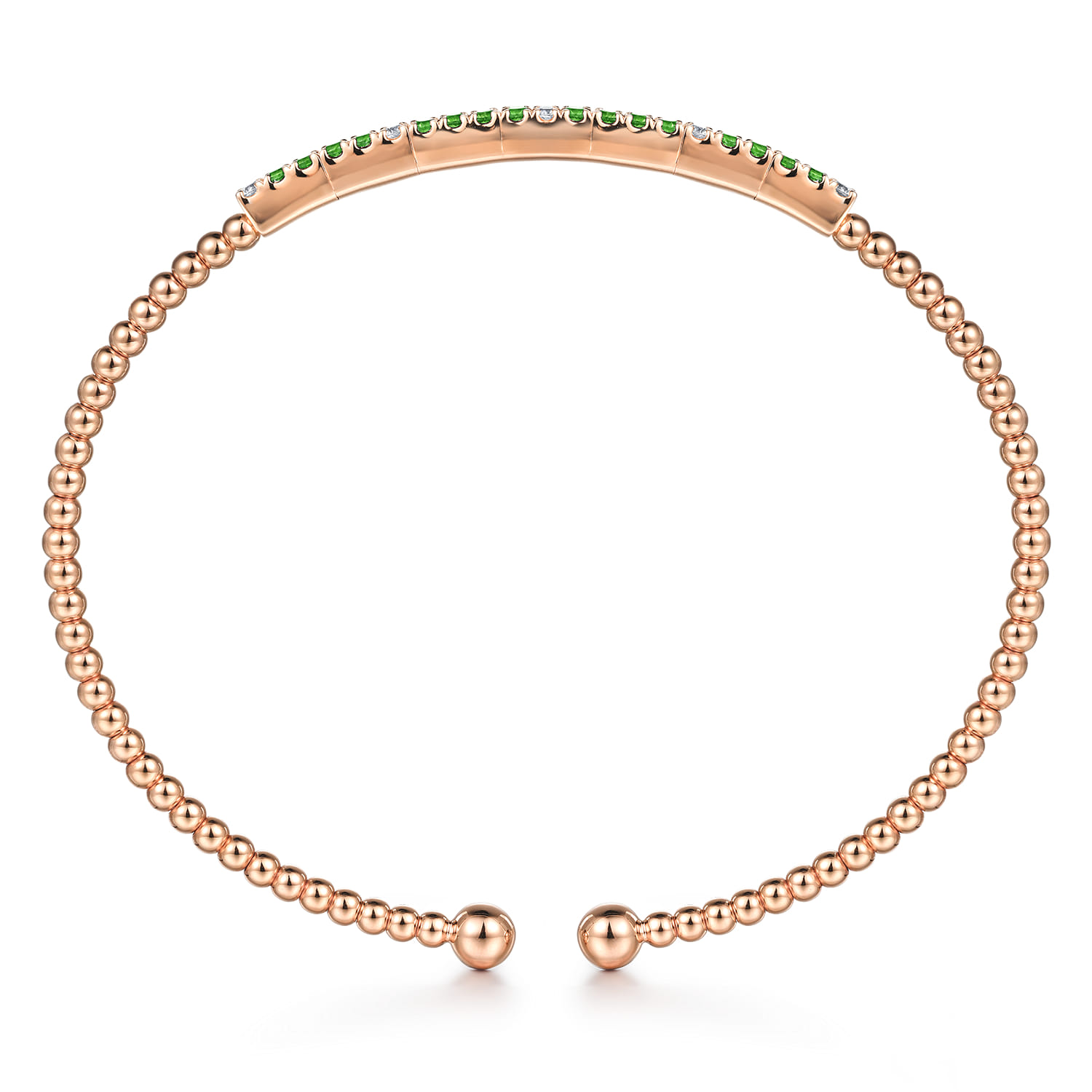 14K Rose Gold Bujukan Diamond and Emerald Split Bangle - 0.09 ct - Shot 3