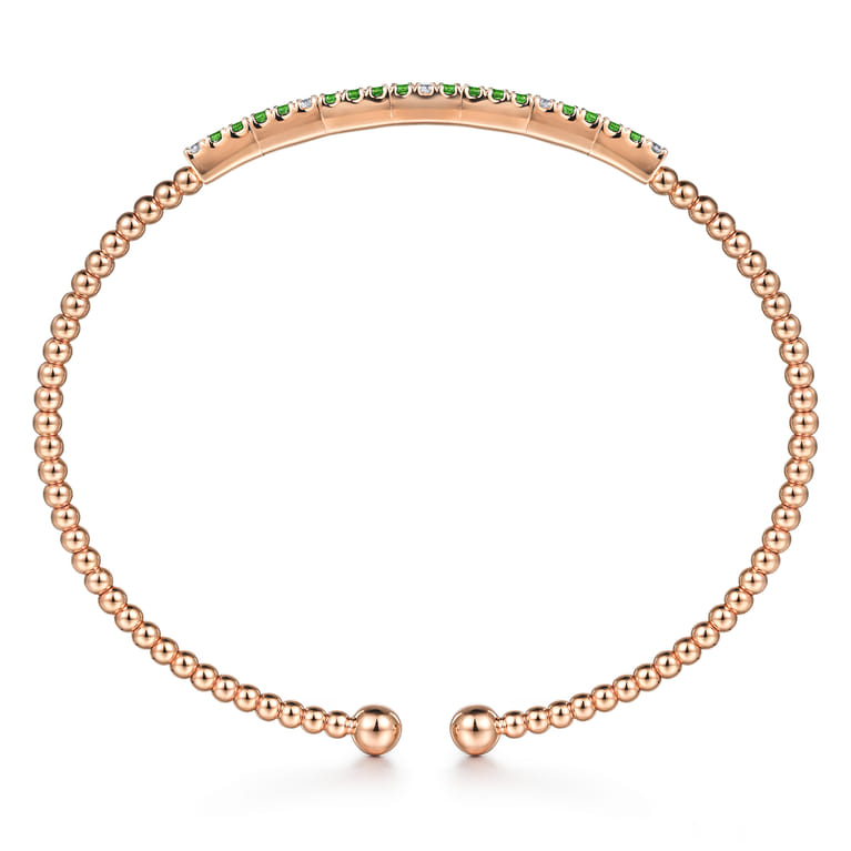 14K Rose Gold Bujukan Diamond and Emerald Split Bangle - 0.09 ct - Shot 3