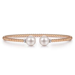 14K Rose Gold Bujukan Diamond and Pearl Split Bangle