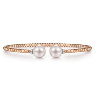 14K Rose Gold Bujukan Diamond and Pearl Split Bangle