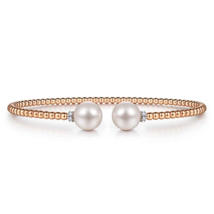 14K Rose Gold Bujukan Diamond and Pearl Split Bangle